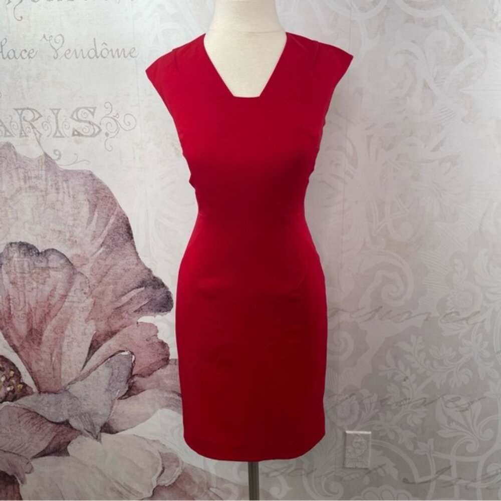 Calvin Klein red sheath dress 2P